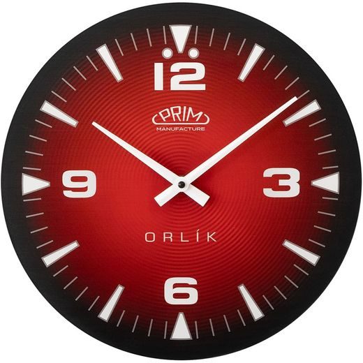 HODINY ORLÍK III ČIERNO-ČERVENÉ E09.5541.9020 - NÁSTENNÉ HODINY - OSTATNÉ