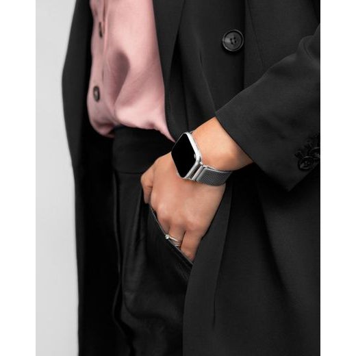ŘEMÍNEK HIRSCH MILANAISE PRO APPLE WATCH - STŘÍBRNÝ - REMIENKY - OSTATNÉ