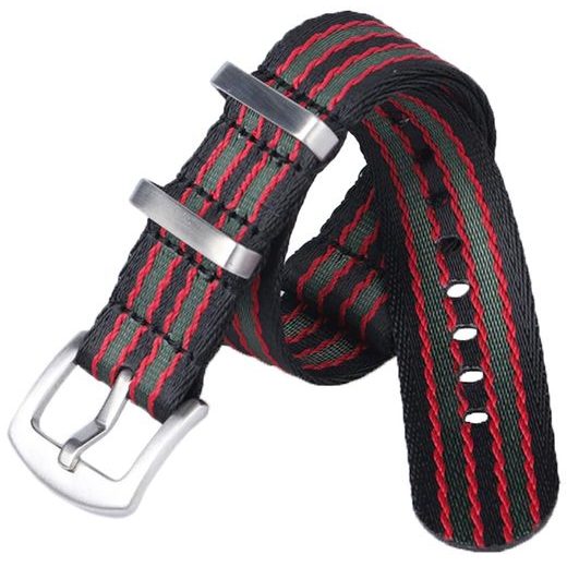 REMIENOK NATO SPORTS PRUHY, ČIERNO-ČERVENO-ZELENÝ 22 MM - REMIENKY - OSTATNÉ