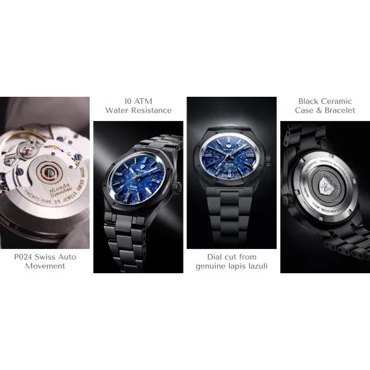 NIVADA GRENCHEN F77 BLACK CERAMIC LAPIS LAZULI - F77 - ZNAČKY