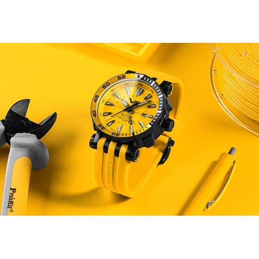 VOSTOK EUROPE ENERGIA ROCKET AUTOMATIC GMT NH34-575C719 – ŽLTÝ GUMOVÝ REMIENOK - ENERGIA ROCKET - ZNAČKY