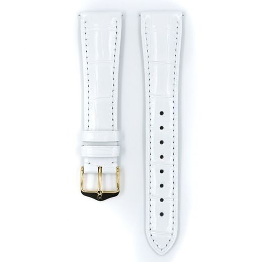 ŘEMÍNEK HIRSCH LONDON 1 ALLIGATOR - BÍLÝ, LESK - REMIENKY - OSTATNÉ