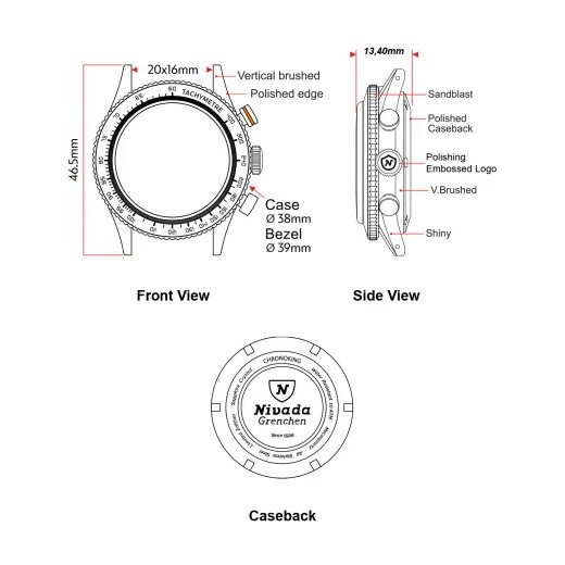 NIVADA GRENCHEN CHRONOKING MECAQUARTZ RACING BLACK - INTER. BEZEL - CHRONOMASTER - ZNAČKY