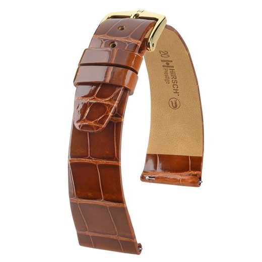 ŘEMÍNEK HIRSCH PRESTIGE 1 ALLIGATOR - ZLATOHNĚDÝ, LESK - REMIENKY - OSTATNÉ