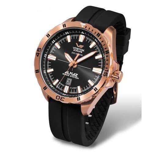 SILIKÓNOVÝ REMIENOK VOSTOK EUROPE PRE ALMAZ NH35A-320B259 - ČIERNA/ZLATÁ PRACKA - REMIENKY - OSTATNÉ