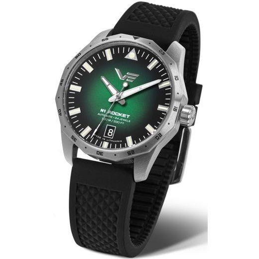 VOSTOK EUROPE N-1 ROCKET COMPACT AUTOMATIC NH35-125A749 – ČIERNY GUMOVÝ REMIENOK - ROCKET N-1 - ZNAČKY