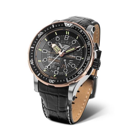 VOSTOK EUROPE REMIENOK Z KROKO KOŽE PRE BATISCAFOS - ČIERNY S PREŠÍVANÍM / LESKLÁ PRACKA - REMIENKY - OSTATNÉ