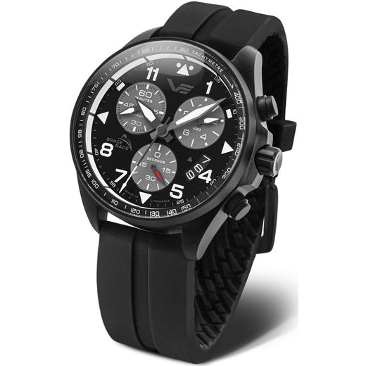 VOSTOK EUROPE SPACE RACE CHRONO LINE 6S30-325C744 – ČIERNY GUMOVÝ REMIENOK - SPACE RACE - ZNAČKY
