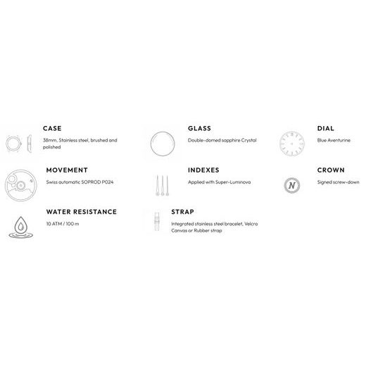 NIVADA GRENCHEN F77 SST LAPIS LAZULI MK2 - 38 MM - F77 - ZNAČKY