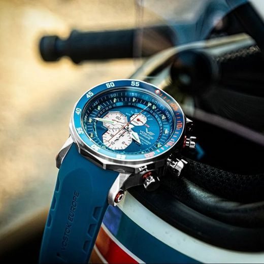 VOSTOK EUROPE LUNOCHOD-2 MULTIFUNCIONAL LINE YM86-620A636 – MODRÝ GUMOVÝ REMIENOK - LUNOCHOD-2 - ZNAČKY