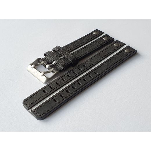 KOŽENÝ REMIENOK VOSTOK EUROPE PRE EXPEDITION - ČIERNY S BIELYM PRUHOM - REMIENKY - OSTATNÉ