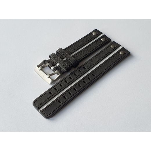 KOŽENÝ REMIENOK VOSTOK EUROPE PRE EXPEDITION - ČIERNY S BIELYM PRUHOM - REMIENKY - OSTATNÉ