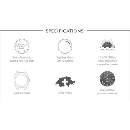 NIVADA GRENCHEN F77 BLACK CERAMIC METEORIT - F77 - ZNAČKY