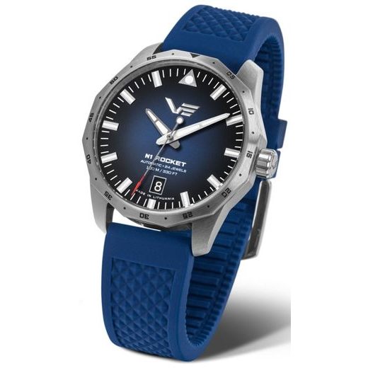 VOSTOK EUROPE N-1 ROCKET COMPACT AUTOMATIC NH35-125A748 – MODRÝ SILIKÓNOVÝ REMIENOK - ROCKET N-1 - ZNAČKY