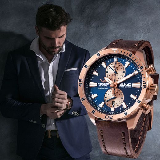 VOSTOK EUROPE ALMAZ CHRONO LINE 6S11-320B660 - ALMAZ SPACE STATION - ZNAČKY