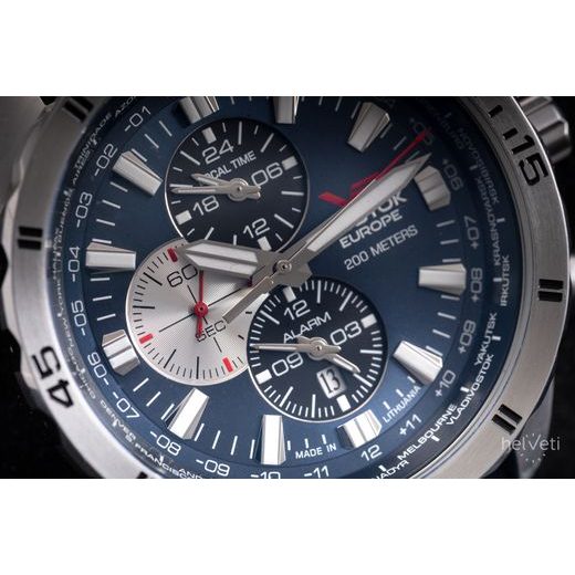 VOSTOK EUROPE ALMAZ MULTIFUNCTIONAL LINE YM26-320A652 – MODRÝ GUMOVÝ REMIENOK - ALMAZ SPACE STATION - ZNAČKY