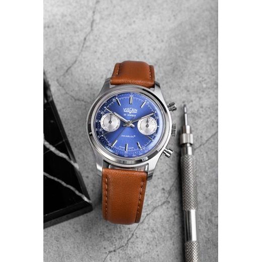 VULCAIN CHRONOGRAPH 70'S - MODRÝ - CHRONOGRAPH 1970'S - ZNAČKY