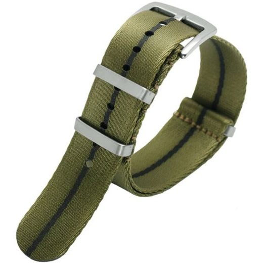 REMIENOK NATO SPORTS KHAKI, ČIERNY PRUH 20 MM - REMIENKY - OSTATNÉ