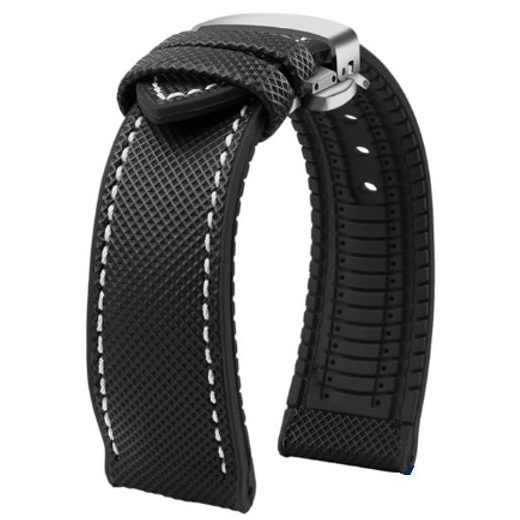 GUMENÝ REMIENOK SO STRIEBORNOU MOTÝĽOVOU SPONOU- ČIERNE/BIELE PREŠÍVANIE - REMIENKY - OSTATNÉ