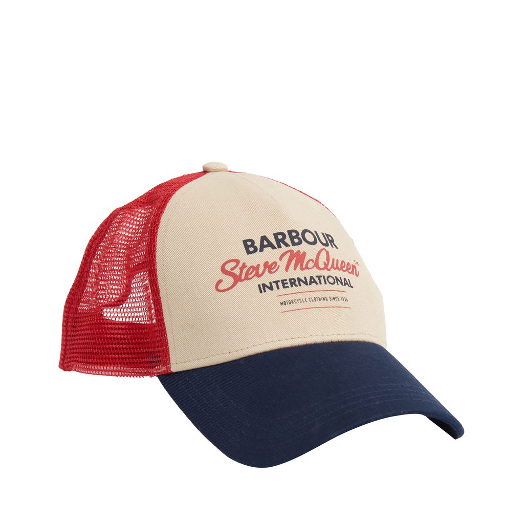 Gentleman Store - Basecap Barbour International Steve McQueen™ Trucker Cap  - Navy / Red / Stone - Barbour International - Hüte und Mützen - Kleidung