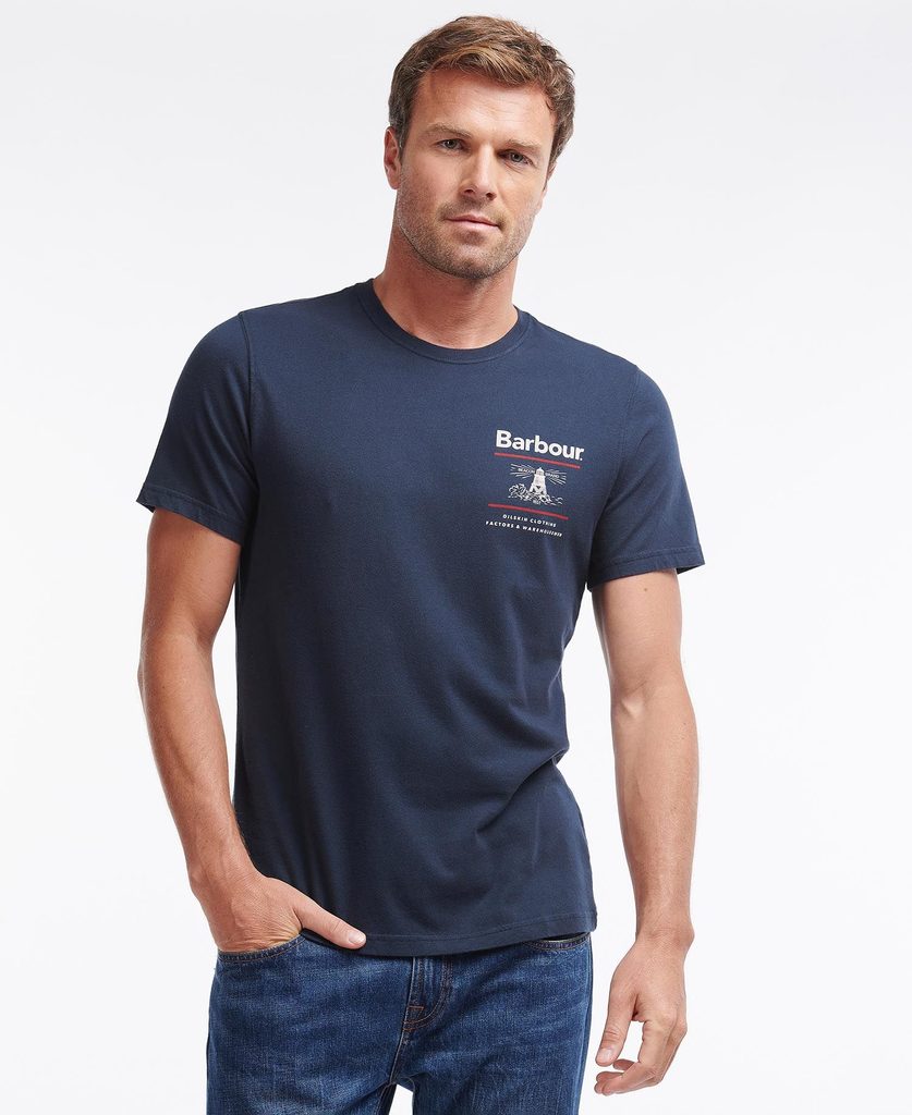 Gentleman Store - Leichtes T-Shirt aus Baumwolle Barbour Reed Tee - Navy -  Barbour - T-Shirts - Kleidung