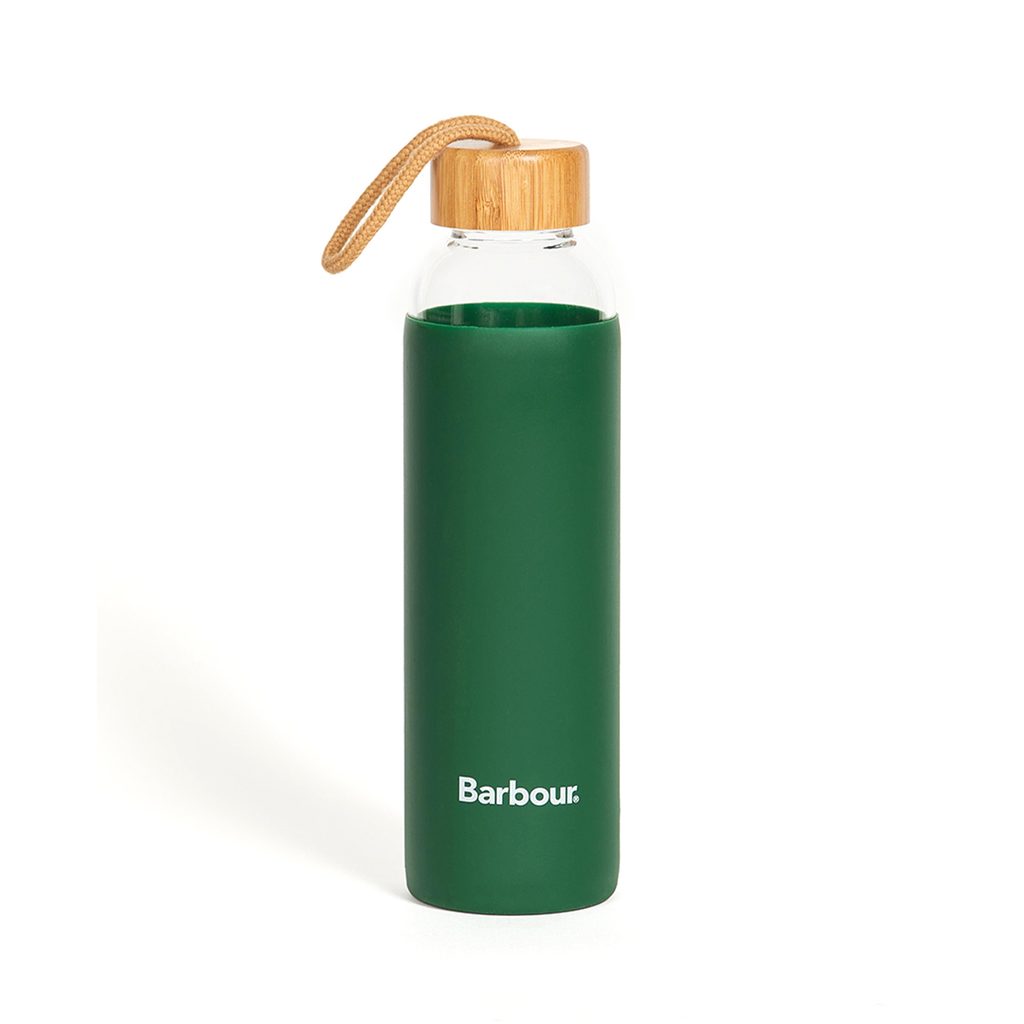 Gentleman Store - Barbour Glasflasche mit Silikonhülle - Barbour - Barbour  Geschenkartikel - Geschenke