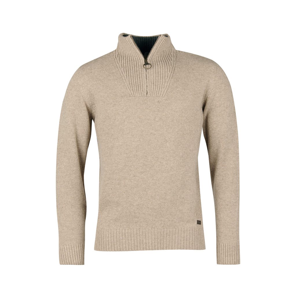 Gentleman Store Barbour Nelson Essential Half Zip Sweatshirt Stone Barbour Pullover mit ReiBverschluss Pullover und Sweatshirts Kleidung