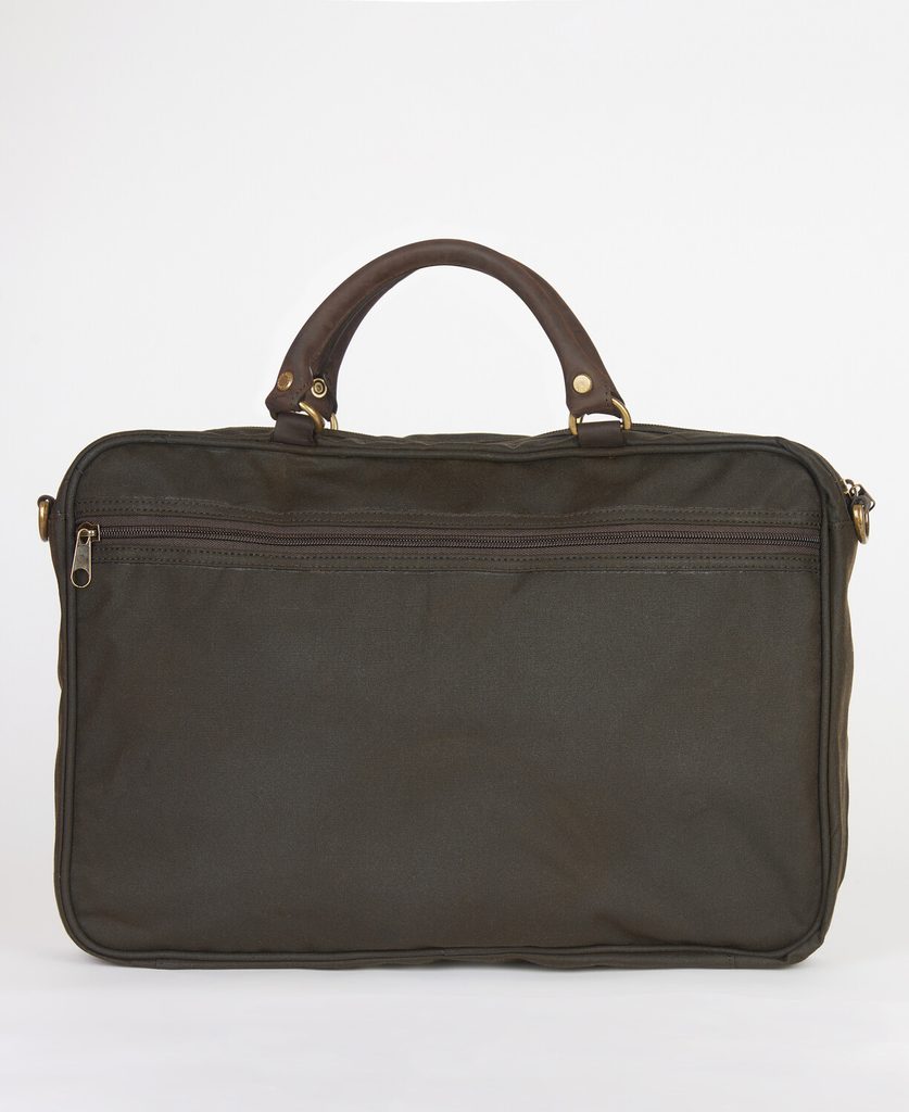 Gentleman Store Barbour Wax Leather Briefcase Olive Barbour Taschen Fur die Reise Accessoires