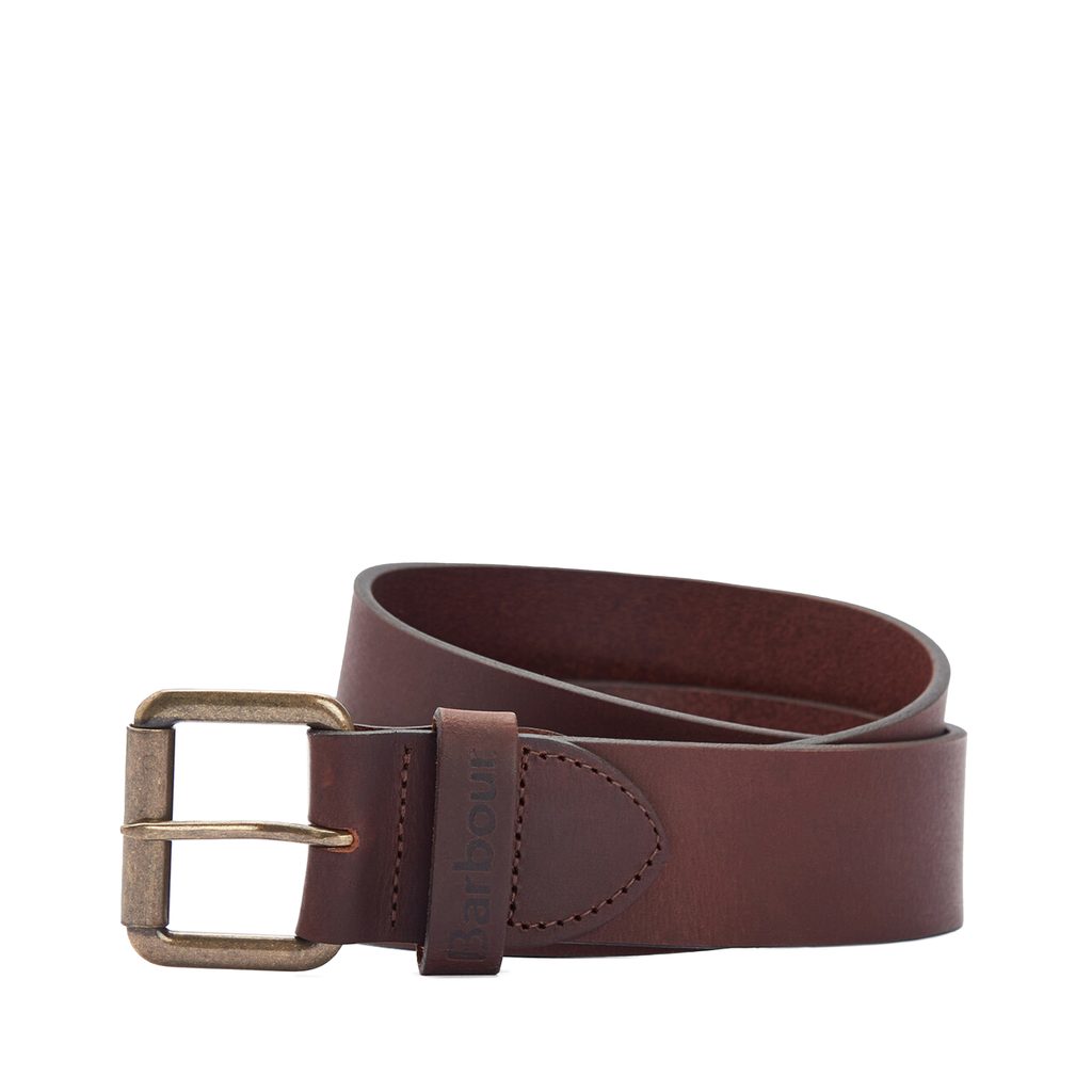 Barbour brown leather belt discount