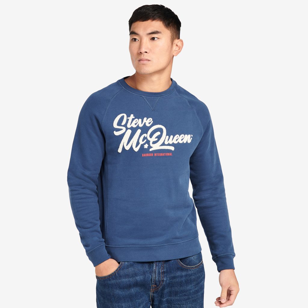 Gentleman Store - Sweatshirt aus Baumwolle Barbour International x Steve  McQueen Holts - Insignia Blue - Barbour International - Pullover und  Sweatshirts - Kleidung