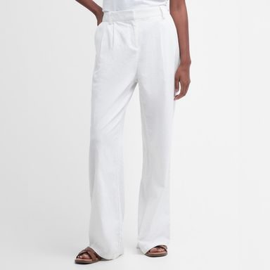 Barbour Somerland Wide-Leg Trousers — Classic White