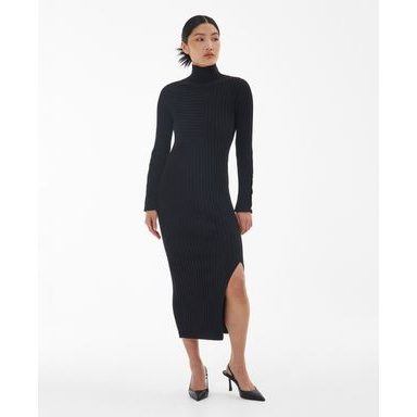 Black Bordley Knitted Midi Dress