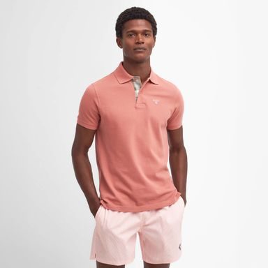 Barbour Tartan Pique Polo Shirt — Pink Clay