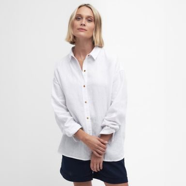 Barbour Hampton Relaxed Linen Shirt — Classic White