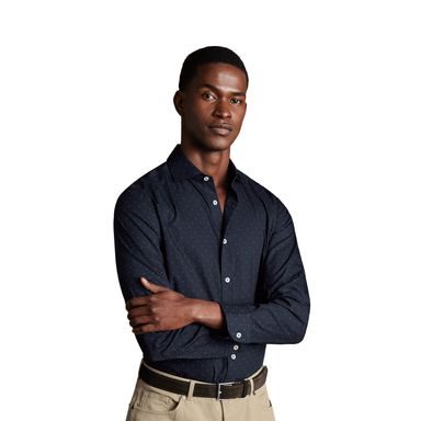 Charles Tyrwhitt Non-Iron Stretch Floral Print Shirt — Navy