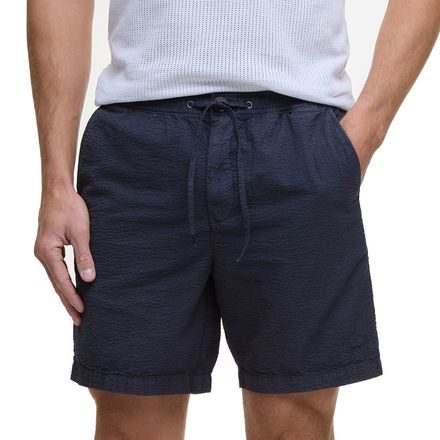 Barbour Seersucker Relaxed Shorts — Navy