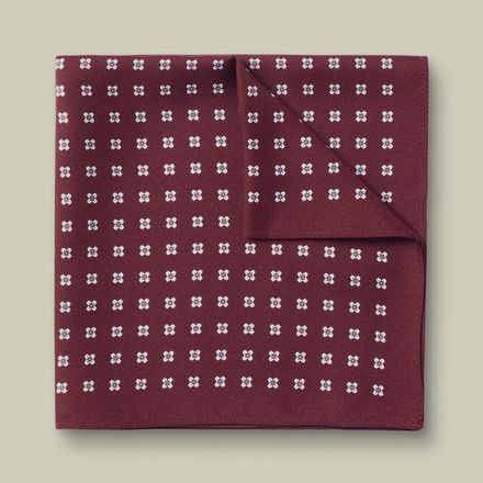 Charles Tyrwhitt Wool Silk Medallion Print Pocket Square — Burgundy Red