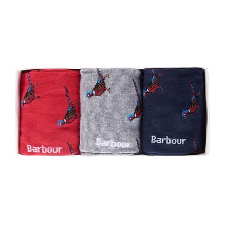 Geschenkset mit Socken mit Fasan-Motiv Barbour (Rot, Grau, Navyblau)