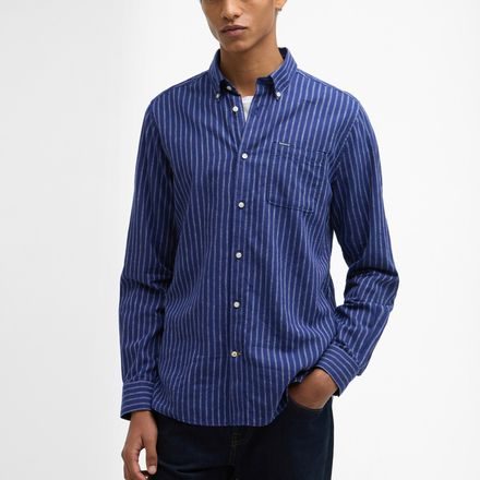 Barbour Nelson Striped Long-Sleeved Tailored Shirt — Indigo