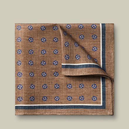 Charles Tyrwhitt Silk Linen Medallion Pocket Square — Camel