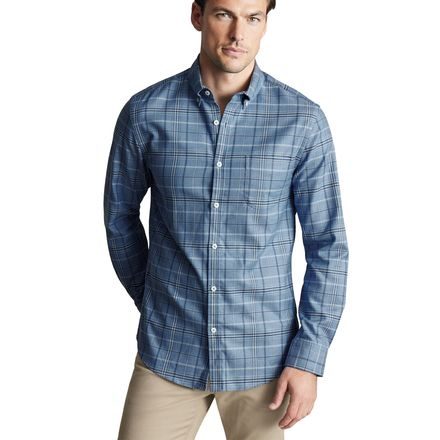 Charles Tyrwhitt Non-Iron Twill Plaid Check Shirt — Indigo Blue