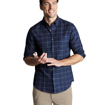 Charles Tyrwhitt Non-Iron Twill Windowpane Check Shirt — Ink Blue