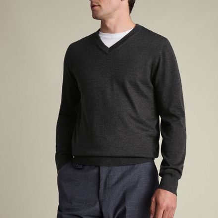 Charles Tyrwhitt Pure Merino V-Neck Jumper — Charcoal
