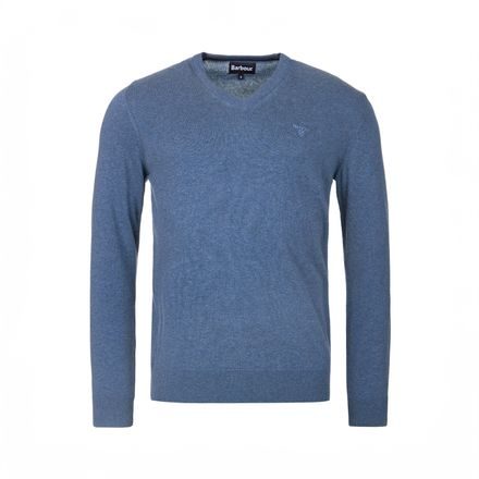 Barbour Pima Cotton V-Neck — Dark Chambray