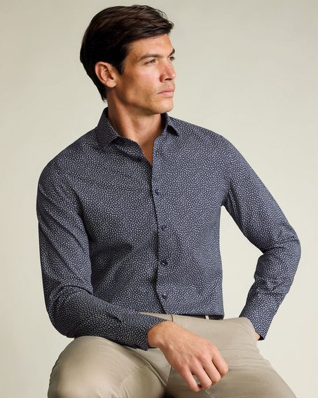 Charles Tyrwhitt Non-Iron Stretch Print Shirt — Navy
