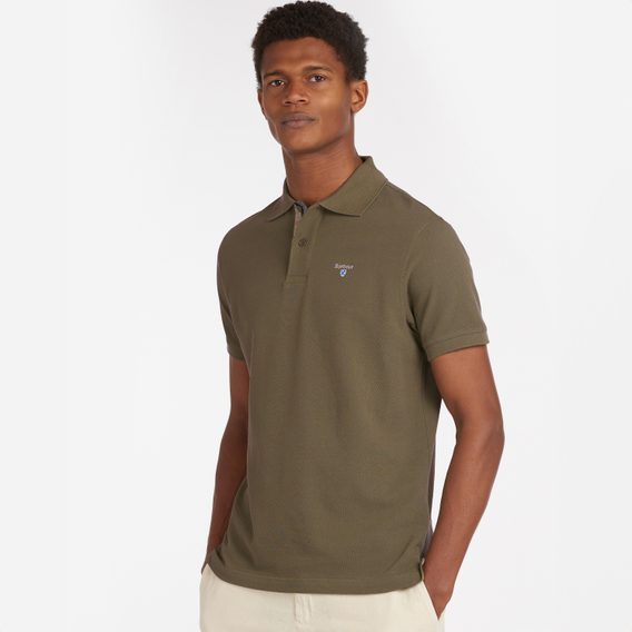 Barbour Tartan Pique Polo Shirt — Dark Olive