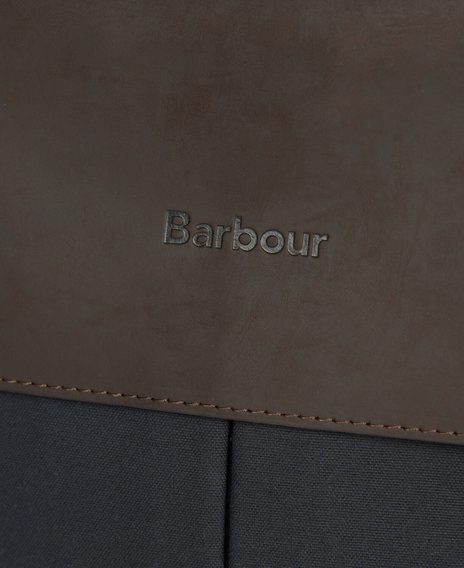 Barbour Wax Leather Briefcase — Navy