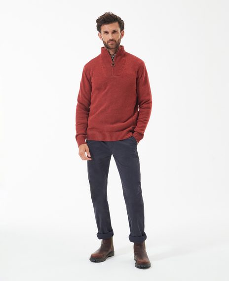 Barbour Nelson Essential Half Zip Sweatshirt — Brick Red