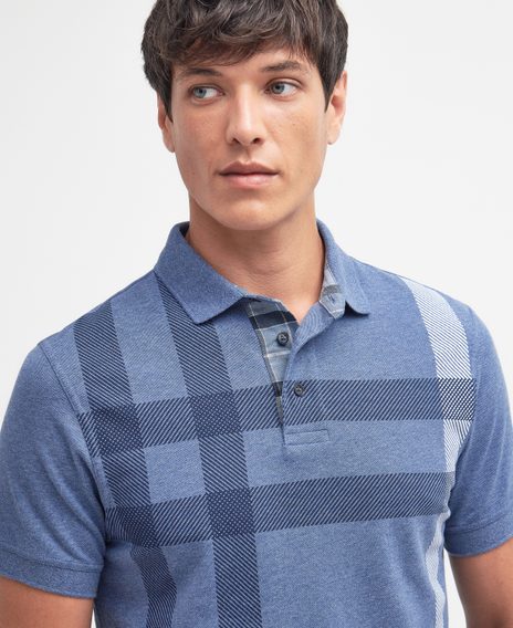 Barbour Blaine Oversized Tartan Polo Shirt — Chambray