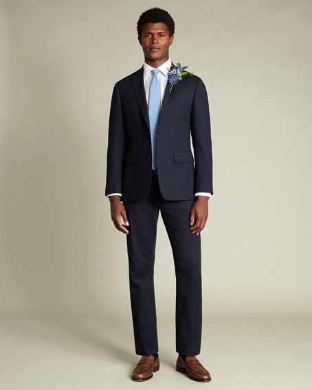 Charles Tyrwhitt Wool Stretch Trousers — Navy